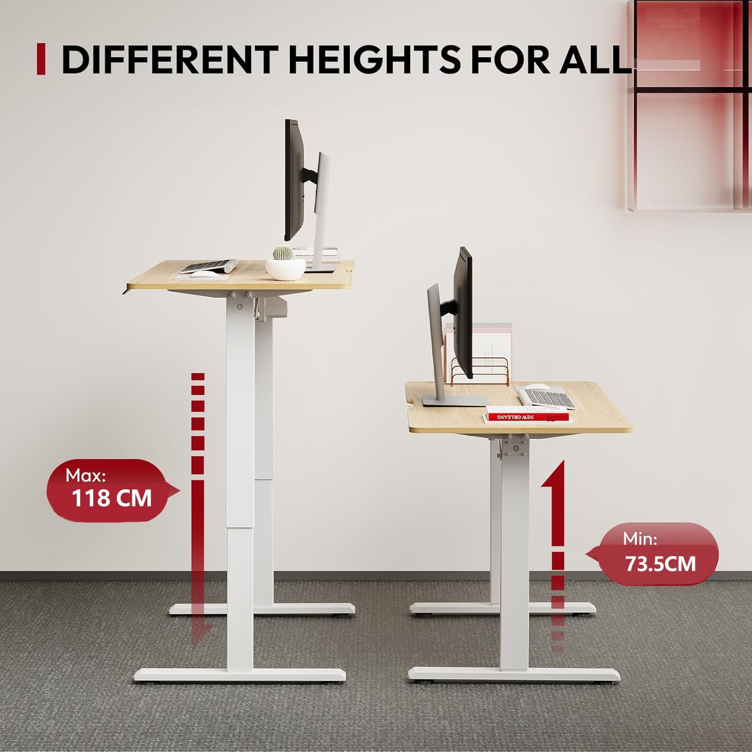 SANODESK QS1+140 * 60 Electric Standing Desk Height Adjustable Standing Desk With Memory Smart Panel Sit Stand Table With Hooks and Cupholder for Home Office （Black Frame+ Black Desktop）