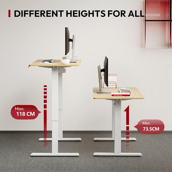 SANODESK QS1+140 * 60 Electric Standing Desk Height Adjustable Standing Desk With Memory Smart Panel Sit Stand Table With Hooks and Cupholder for Home Office （Black Frame+ Black Desktop）