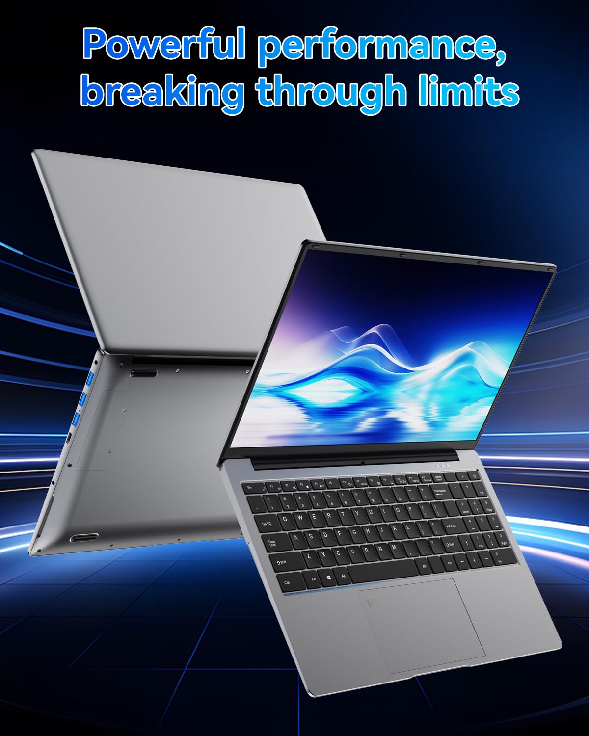 15.6" Laptop - 16GB RAM 512GB SSD PC Laptop, Quad-Core N95 Processor Up to 3.1GHz, Computers with USB3.0,Ethernet port,Touch ID, WiFi, BT4.2, for Students/Business