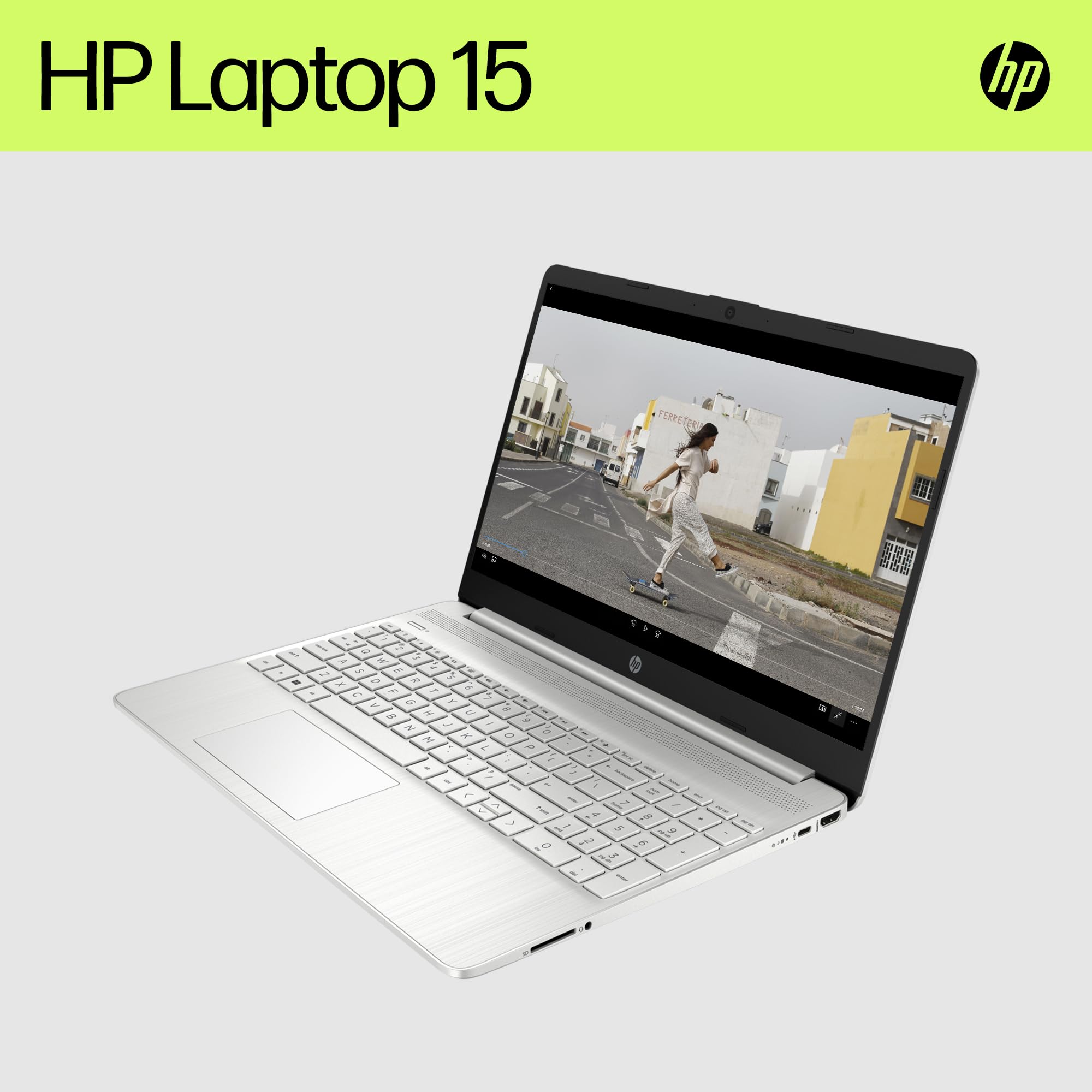 HP 15.6" Laptop | AMD Ryzen 3 7320U Processor | 8 GB RAM | 256 GB SSD | AMD Radeon Graphics | FHD Display | Up to 11hrs 15 mins battery | Win 11 | Dual Speakers | Jet Black | 15-fc0038sa