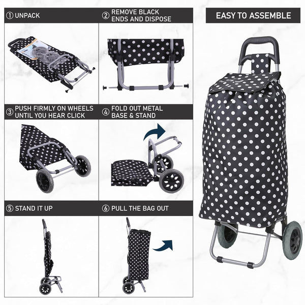 Hoppa 57Ltr Lightweight Shopping Trolley 2025 model, Hard Wearing & Foldaway Push/Pull Cart for Easy Storage With 1 Year Guarantee