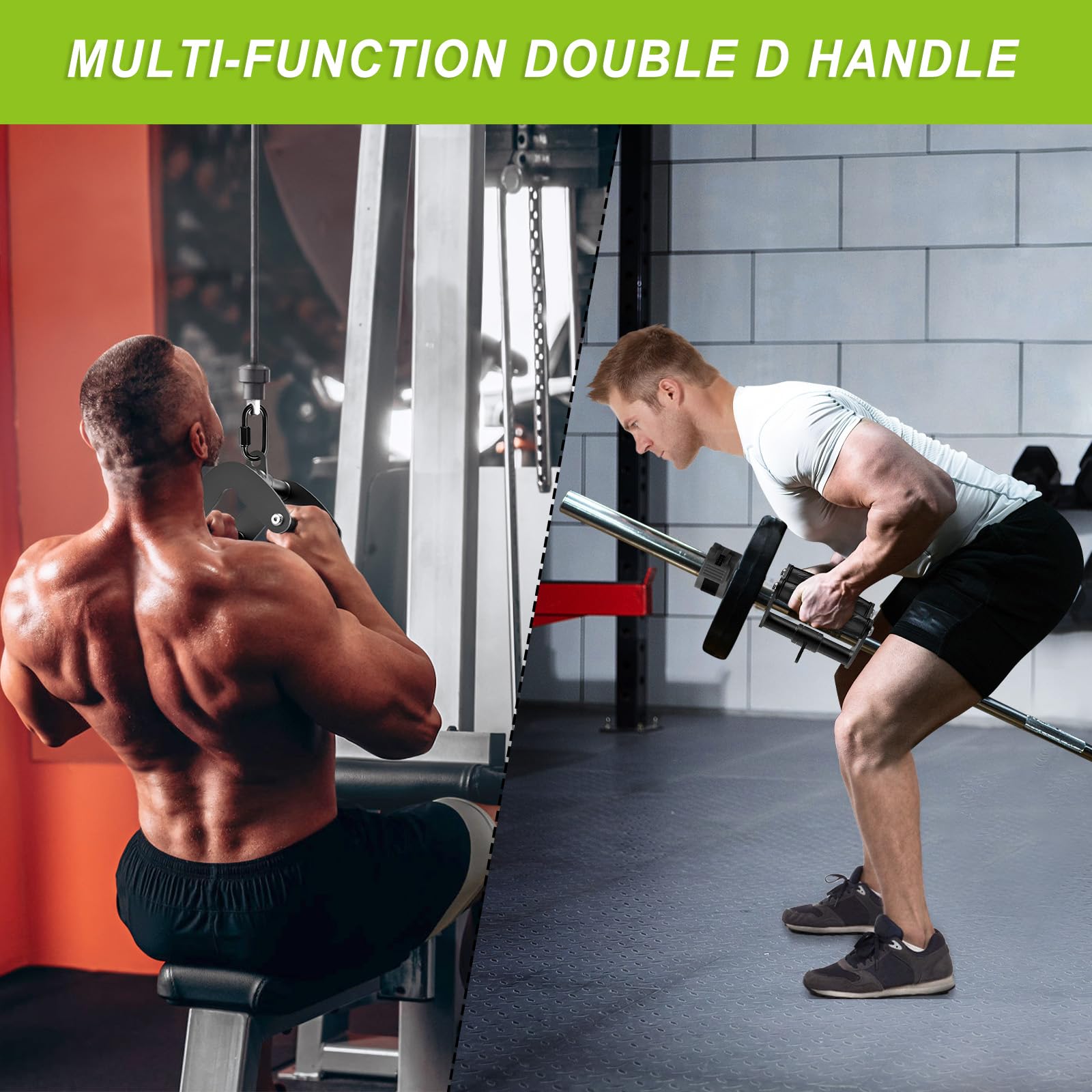 SELEWARE Triceps LAT Pulldown Attachments Home Gym Workout Accessories with Non-Slip Soft Rubber Grip Cable Machine Attachments Triceps Rope Double D