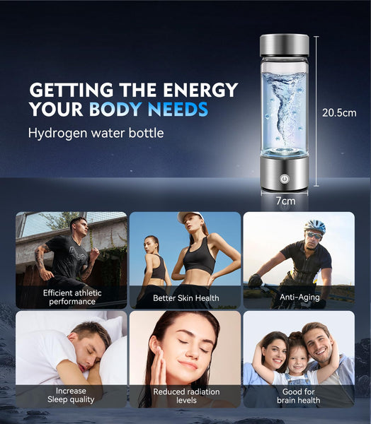 2025 Upgraded Hydrogen Water Bottle 8.0【 Authoritative Certified - 3000 PPB】Hydro Water Bottle 100% Leak Proof【8-Hour Hydrogen Lock】PEM/SPE Technology Produces Hydrogen Water with Purity of 99.99%
