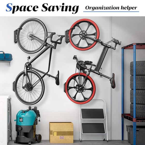 WELDUN Bike Wall Mount, Bike Hanger Rack, Swivelling Bike Holder, Vertical Bicycle Storage Rack for Garage and Indoor Use, Load Capacity 30kg