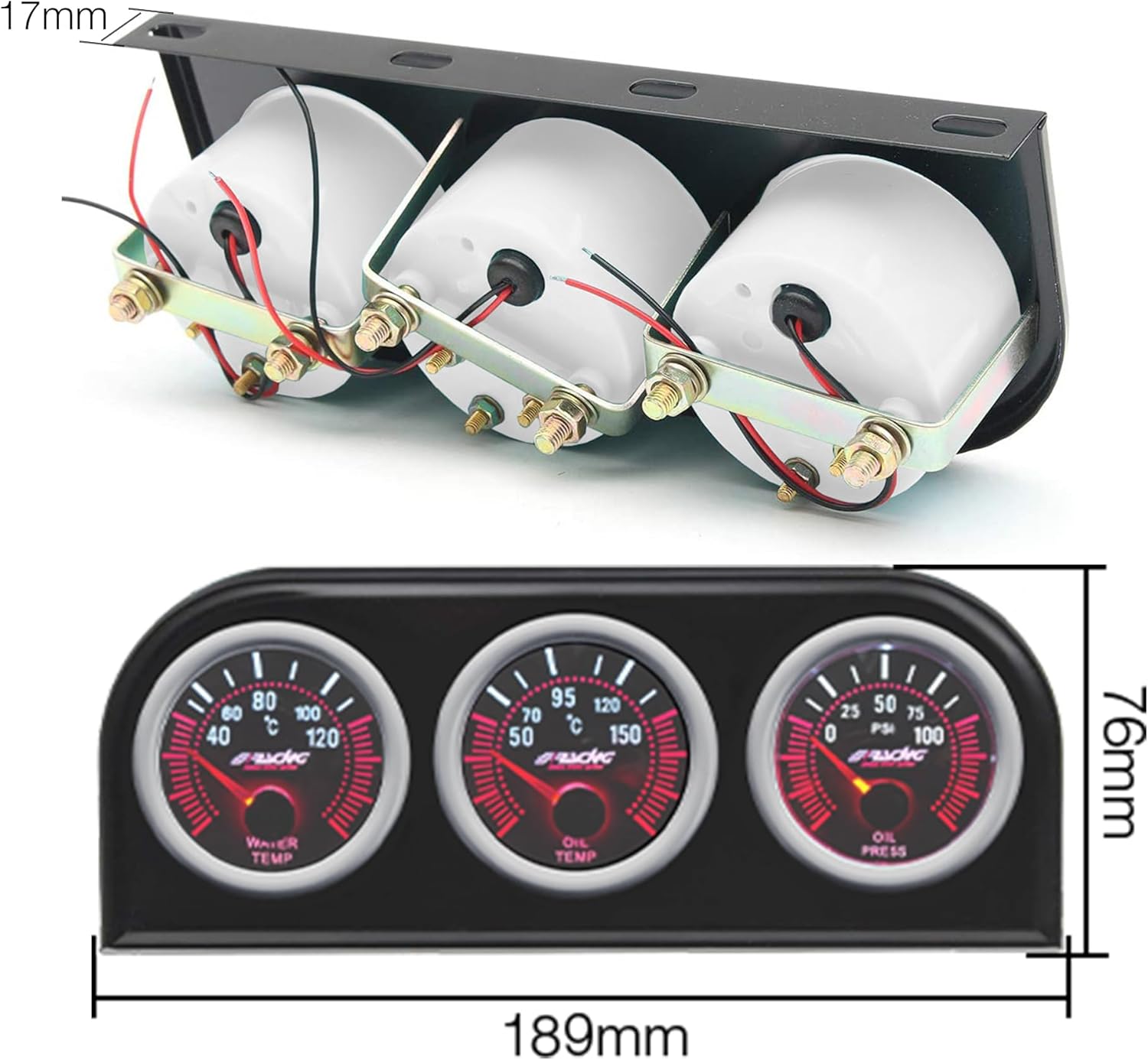 Simoni Racing DIN Panel Metal for 3x52 mm instruments black