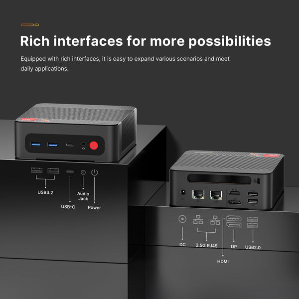 BOSGAME Mini PC [Dual LAN], AMD Ryzen 7 5825U (8C/16T, up to 4.5Ghz) 32GB DDR4 1TB SSD Mini PC Dual Channel, 4K@60Hz Mini Desktop Computers Wi-Fi 6E/BT 5.2