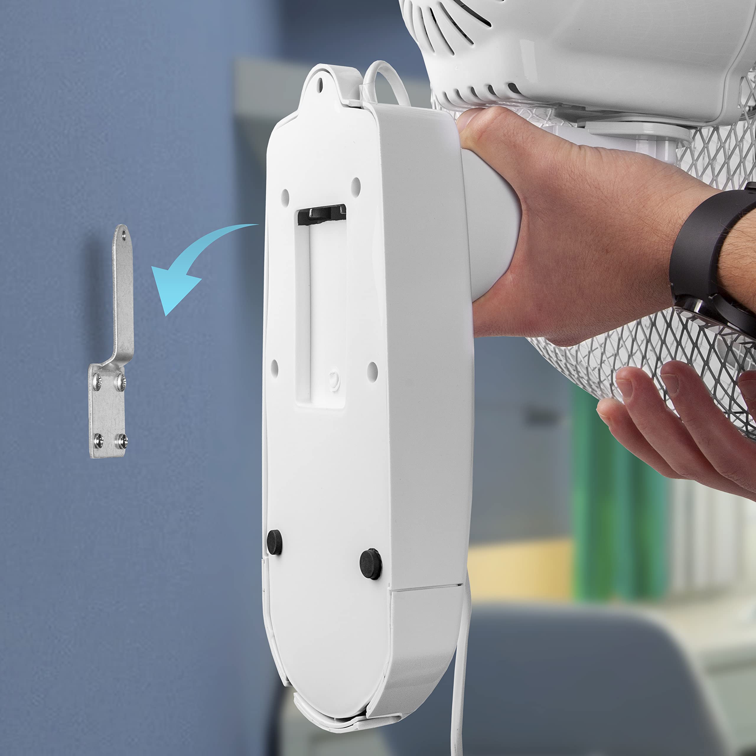 Duronic FN55 WE Wall Fan 60W 5 Blades, 40 cm Oscillating Head with Timer 3 Speeds Remote Control Powerful and Silent Motor Sliding Wall Bracket