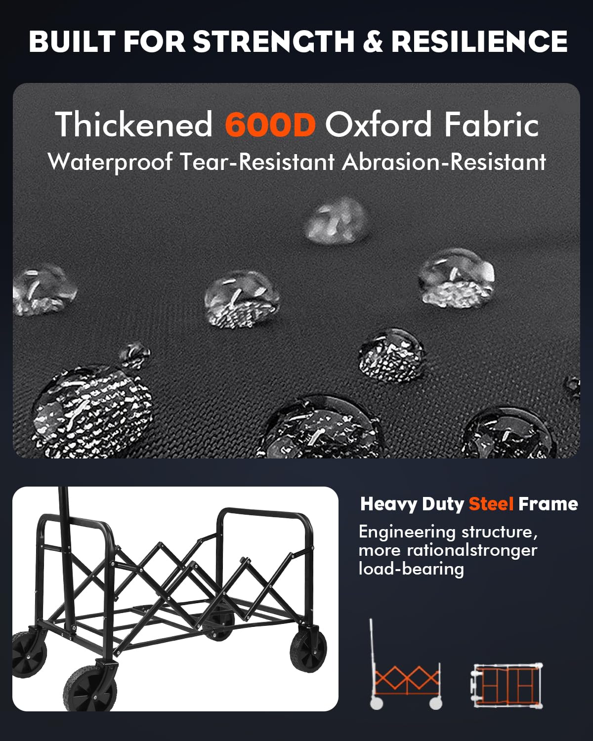 Festival Trolley Folding Trolley Cart with Wheels - Collapsible Foldable Shopping Wagons Carts with Drink Holders for Grocery Outdoor Sports Garden