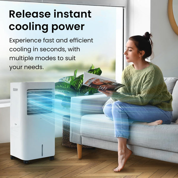Pro Breeze 4-in-1 Air Cooler with 10 Litre Capacity, Remote Control, 3 Fan Speeds & LED Display. Powerful Evaporative Air Cooler with Built-in 7.5 Hour Timer & Automatic Oscillation for Home & Office