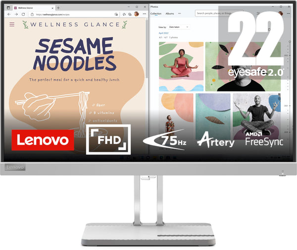 Lenovo L27i-4B 27 Inch PC Monitor | FHD, 1080p, 48-100Hz, IPS, 4ms, VGA and HDMI
