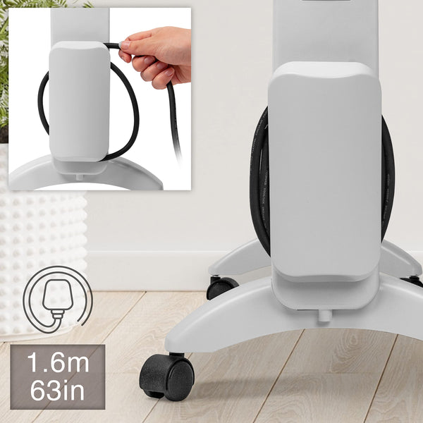 Duronic Electric Heater HV180 WE 2000W Oil Free Radiator Convection Heater Free Standing Radiator Mica Panel Heaters Portable Radiators with Micathermic Panels Convector for Home, Bedroom, Office