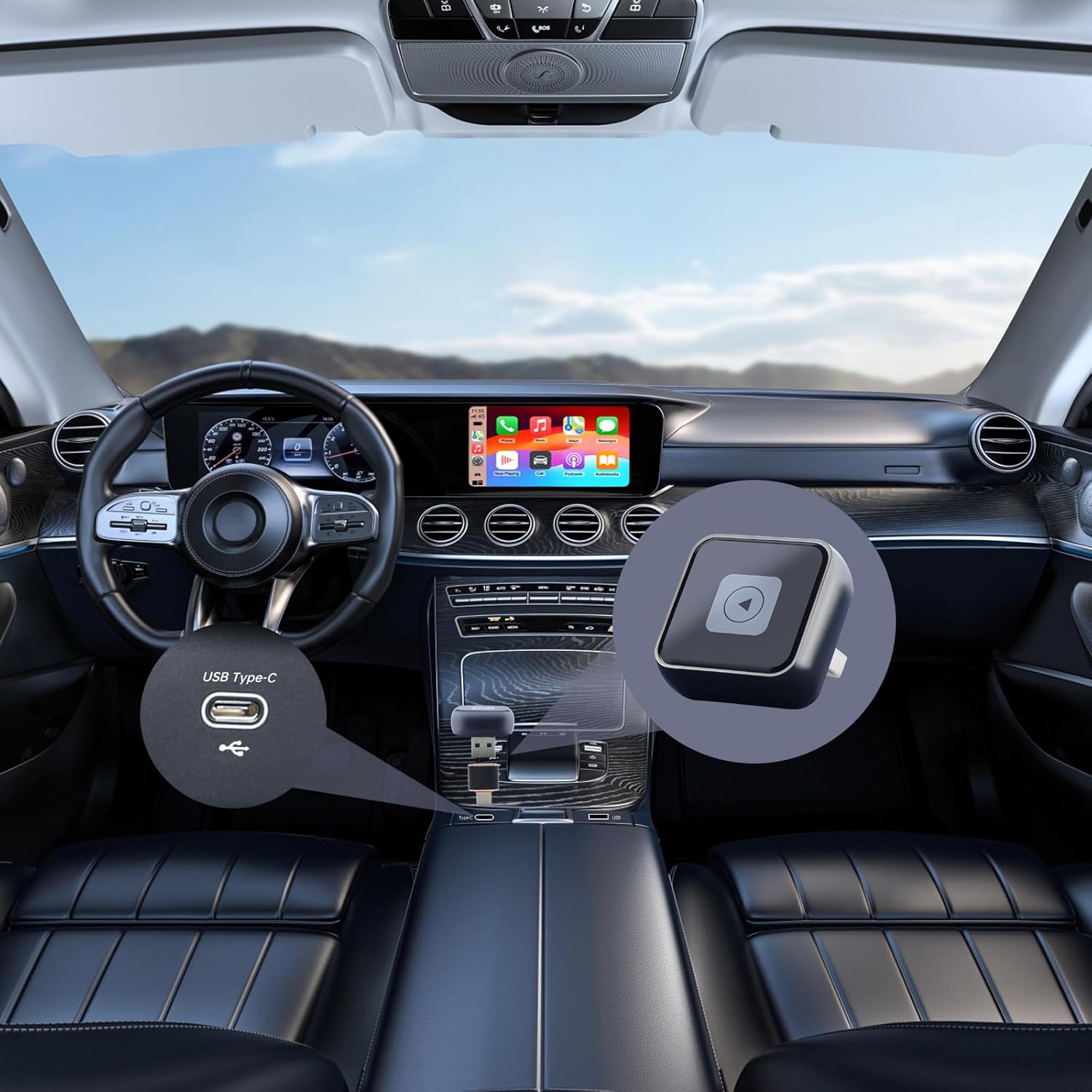 Aieloar Wireless CarPlay Adapter for iPhone – 5s Auto-Connect, Angled Plug & Play