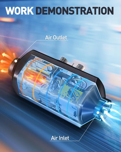 ShockFlo 12V 5KW Diesel Air Heater, All in One Parking Heater Kit with Remote Control, Silencer and LCD Display, Fast Heating, for RV Truck, Motorhomes, Boat, Bus, Car Trailer, Caravans