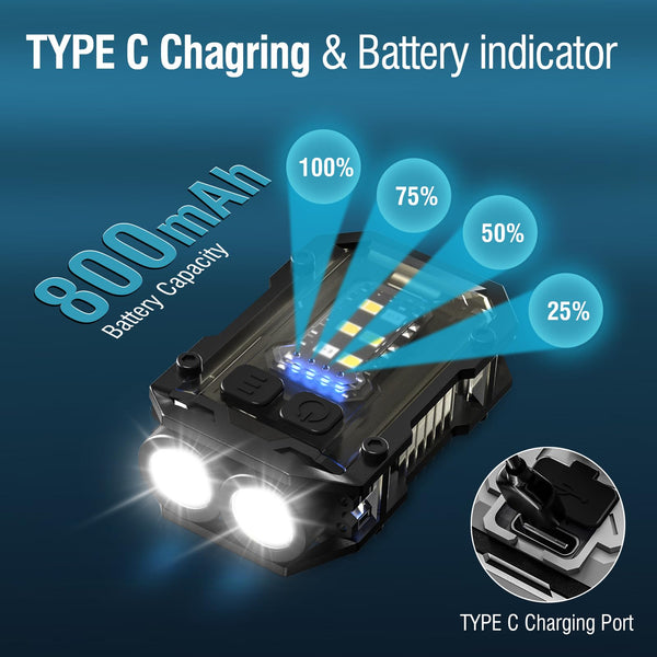 NGOKPYD N21 Small Torch Led Super Bright 900L Rechargeable USB EDC Keyring Torch with Clip, COB Light - Mini Pocket Waterproof Keychain Flashlight 8 Modes Flash Light for Power Cuts, Camping, Outdoor