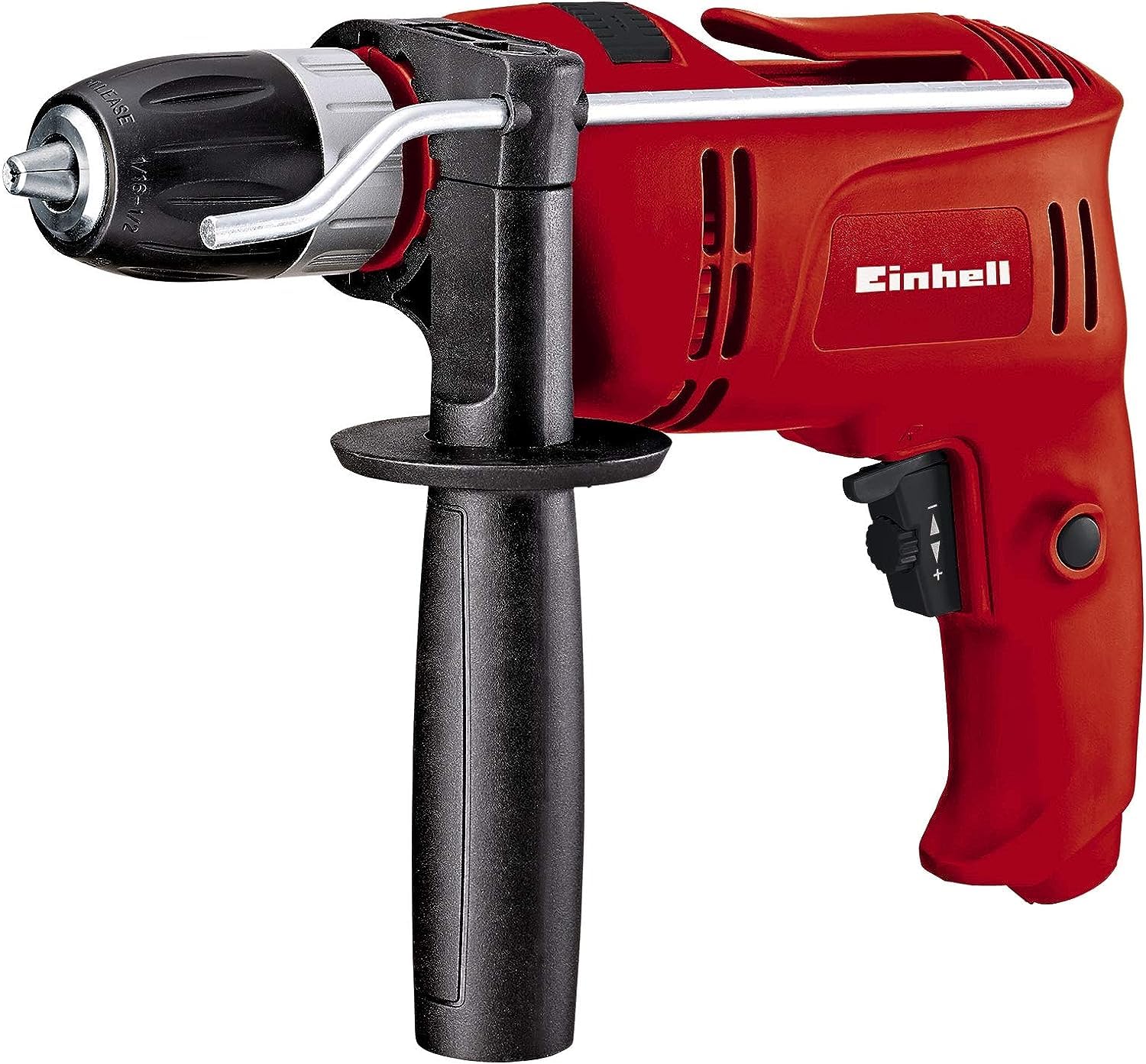 Einhell TC-ID 1000 E Impact Drill | Hammer Drill With Auxiliary Handle, Soft Grip, Speed Control | 1010W Electric Drill With Percussion Hammer Drilling Function , Red