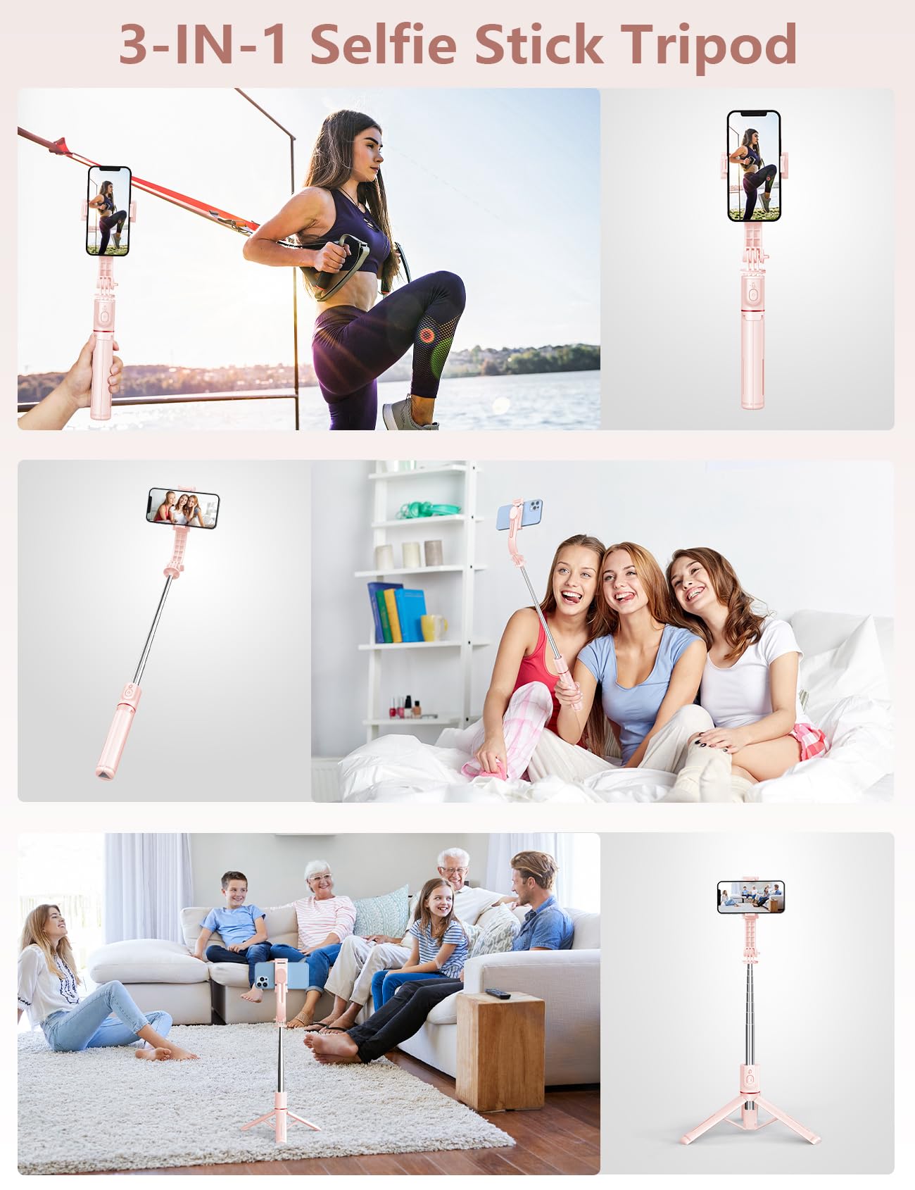 Selfie Stick Tripod with 2 Fill Lights, 45'' Extra Long Phone Tripod with Detachable Remote, Compatible with iPhone, Samsung, Smartphones