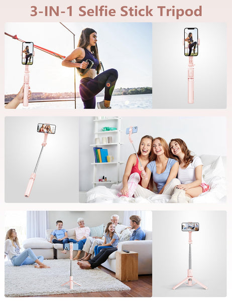 Selfie Stick Tripod with 2 Fill Lights, 45'' Extra Long Phone Tripod with Detachable Remote, Compatible with iPhone, Samsung, Smartphones