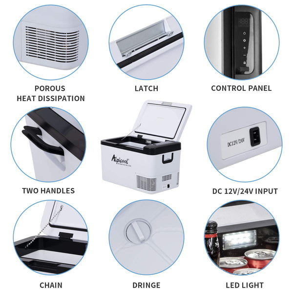 Alpicool G22 22L Compressor Car Fridge Freezer, DC 12v Camping Refrigerator, Portable Mini Cool Box for TruckCampervanRVBoat, -20℃ to 20℃