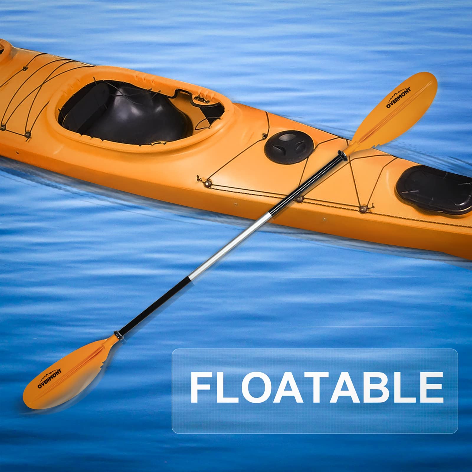 OVERMONT Aluminum Kayak Paddle 230cm/90.5in with Paddle Leash Lightweight Adjustable Portable Detachable Paddles Oars for Inflatable Boat Kayak