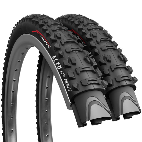 Fincci Pair 26 Inch Bike Tyres - Pair Foldable Mountain Bike Tyres 26 x 1.95-60 TPI Bicycle Tires 50-559 for MTB, Road, Cross, Country Bicycle