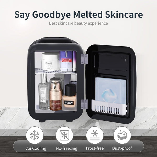 YASHE Mini Fridge for Bedroom, 4 Liter/6 Cans Small Fridge, AC/DC Thermoelectric Cooler and Warmer Mini Fridge for Drink Office Dorm Car, Blue