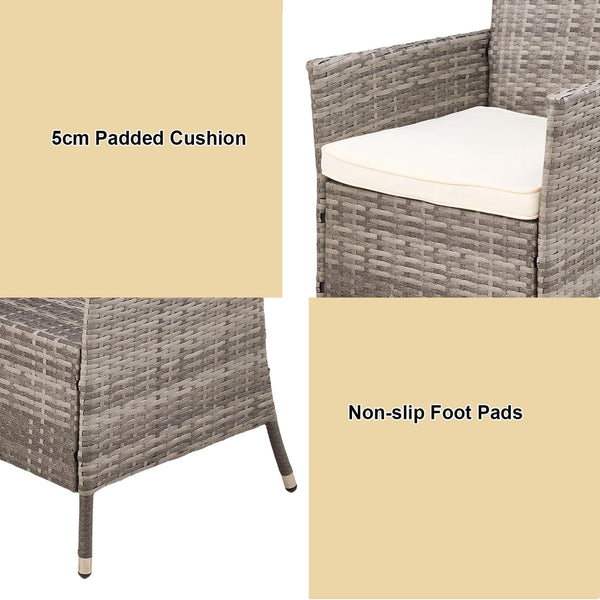 Warmiehomy Rattan Garden Chairs Outdoor Dining Chair Set of 2 Wicker Armchairs with Padded Seat Cushions High Backrest Patio Chair, Black