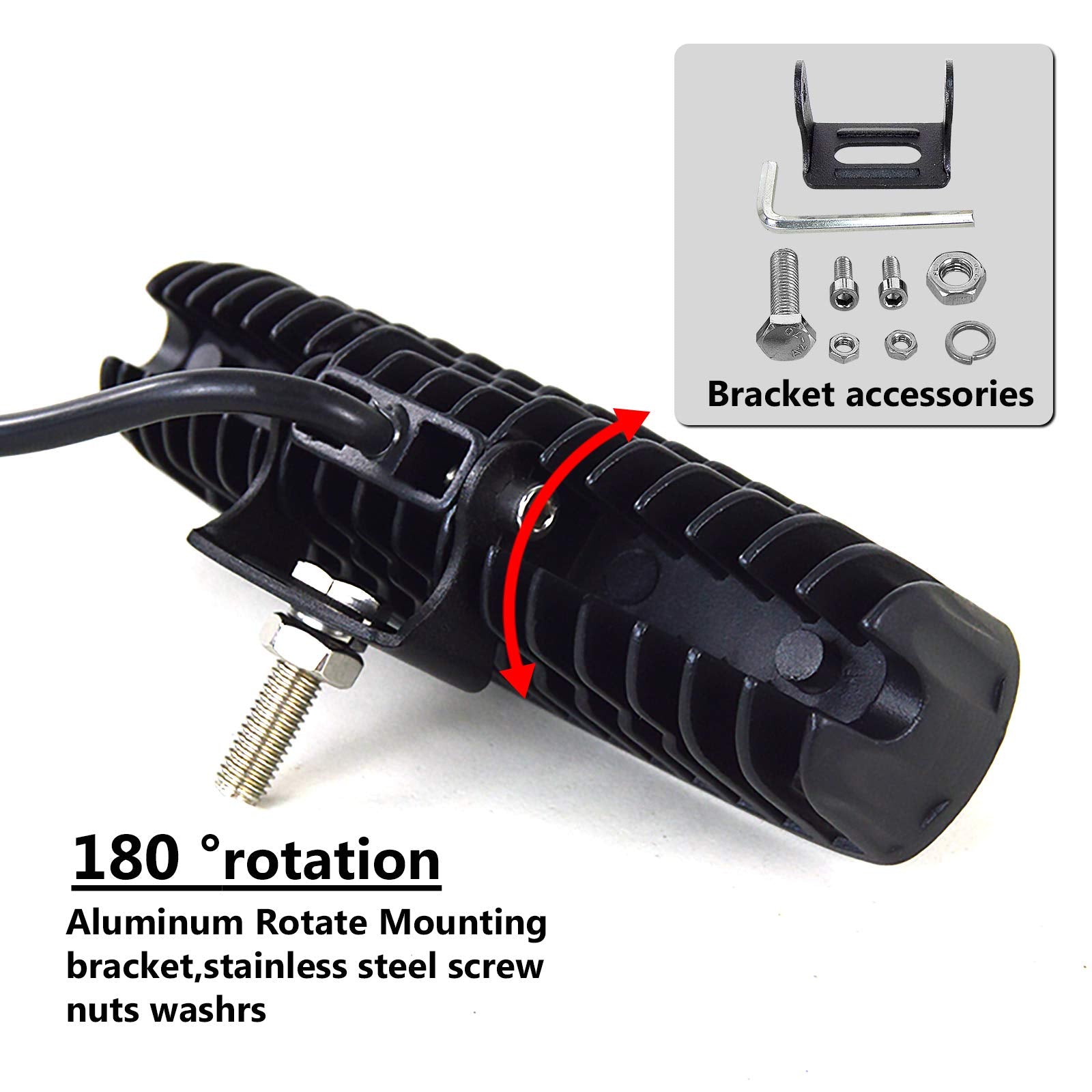 RIGIDON 2 Pcs Led Work Light Bar, 6 inch 18W Flood Beam, 12V 24V Driving Lights Lamp for Car Off road Boat Truck 4x4 SUV ATV Tractors Excavator, 6000K White, Fog Lamp