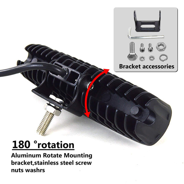 RIGIDON 2 Pcs Led Work Light Bar, 6 inch 18W Flood Beam, 12V 24V Driving Lights Lamp for Car Off road Boat Truck 4x4 SUV ATV Tractors Excavator, 6000K White, Fog Lamp