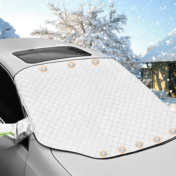 AQhui Car Windscreen Covers Frost for Winter, Magnetic Frost Protector Thicken, Ice Protection Foils Snow Windshield Sun Shade Front Window Screen Cover, Anti-dust and Anti-uv (156x128cm)