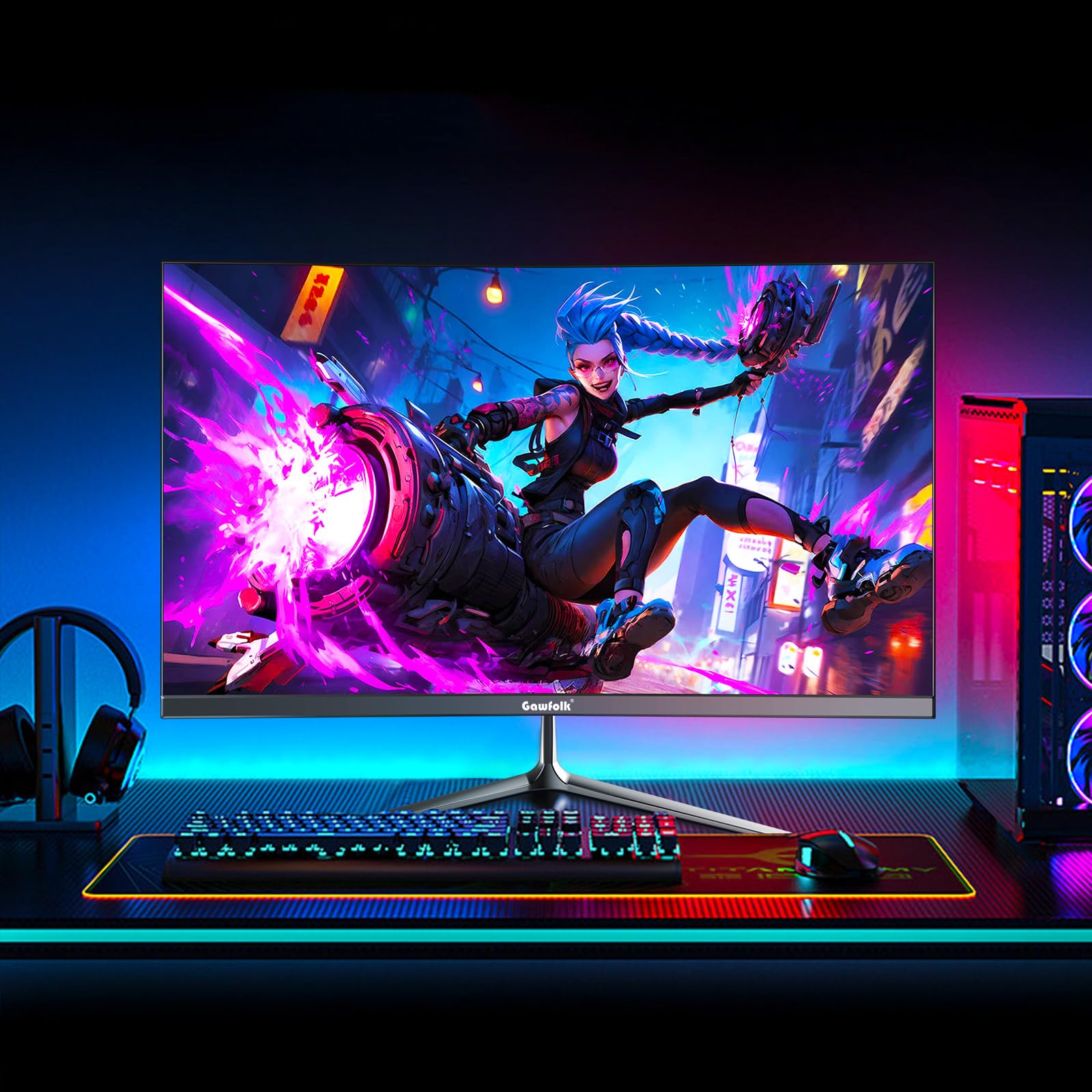 Curved Monitor 27 Inch 100Hz, PC Gaming Monitor with Speakers, AMD FreeSync Full HD 1080p Ultra-Thin Zero Frame Display for Home Office Business