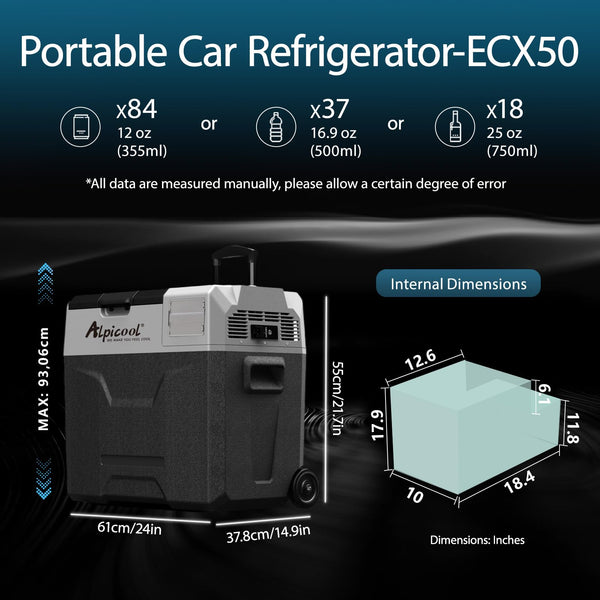 Alpicool CX30 30L Compressor Car Refrigerator, Portable Camping Fridge DC 12v Freezer for Truck, Campervan, RV, Boat, -20℃ to 20℃, with Telescopic Handle, USB Socket
