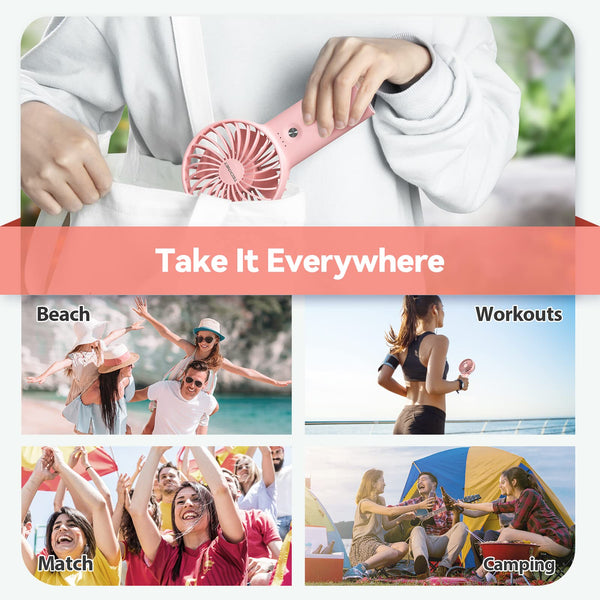 TECKNET Handheld Fan, Portable USB Hand Held Fans Rechargeable Mini with 7000mAh Power Bank, Mini Personal Electric Fan 3 Adjustable Speed Desk Fan for Home/Office/Travel (White)