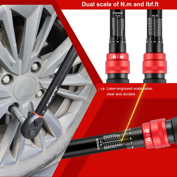 ATsafepro Torque Wrench 3/4 Inch, 100-600 Nm Torque Wrenchs, ±3% Error Accuracy with 48 Teeth Dual-Direction Adjustable for Repair of Car, Truck, Tractor