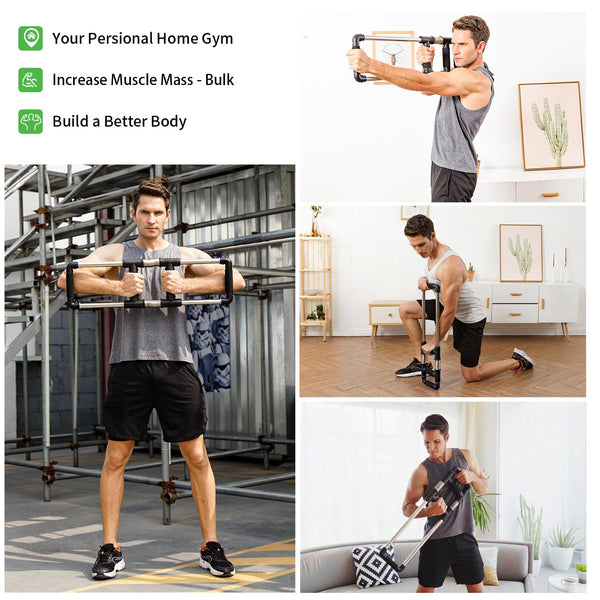 GoFitness Push Down Bar Machine - Chest Expander at Home Workout Equipment, Arm Exerciser - Portable Spring Resistance Exercise Gym Kit for Home,