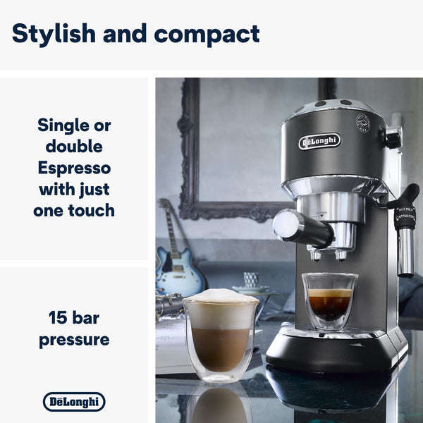 De'Longhi Dedica Style, Traditional Pump Espresso Machine, Coffee and Cappuccino Maker, EC685M, Silver