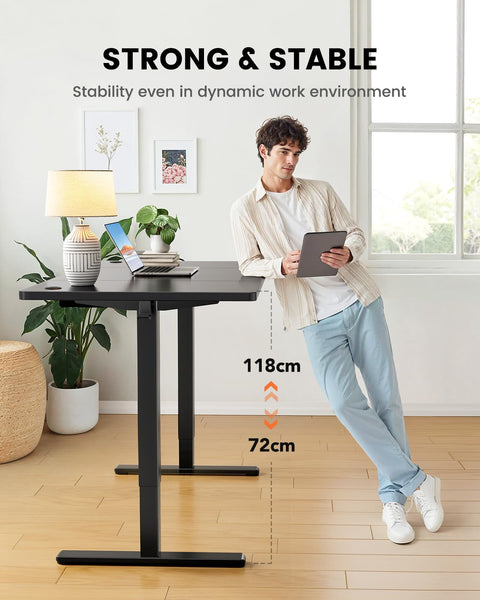 ErGear Electric Standing Desk-160 x 80 cm-100kg Load Capacity Height Adjustable Desk with Advanced Brushless Motor, Quiet Operation, Sturdy Metal Frame,Four-part Tabletop