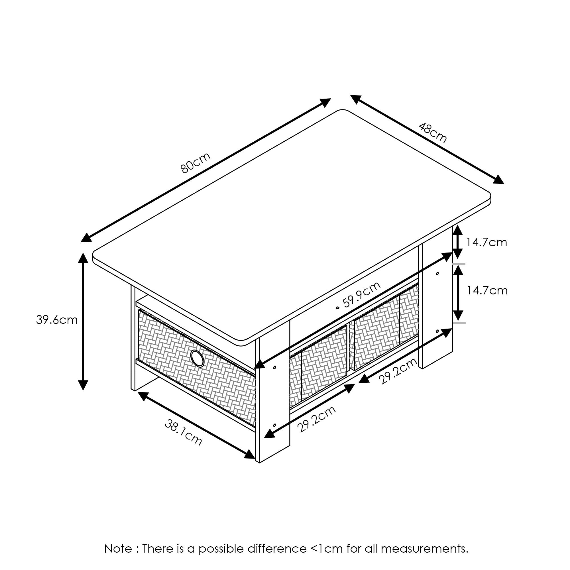 Furinno Andrey Coffee Table with Bin Drawer, Espresso/Brown, 80 (W) x 39.6 (H) x 48.3 (D) cm