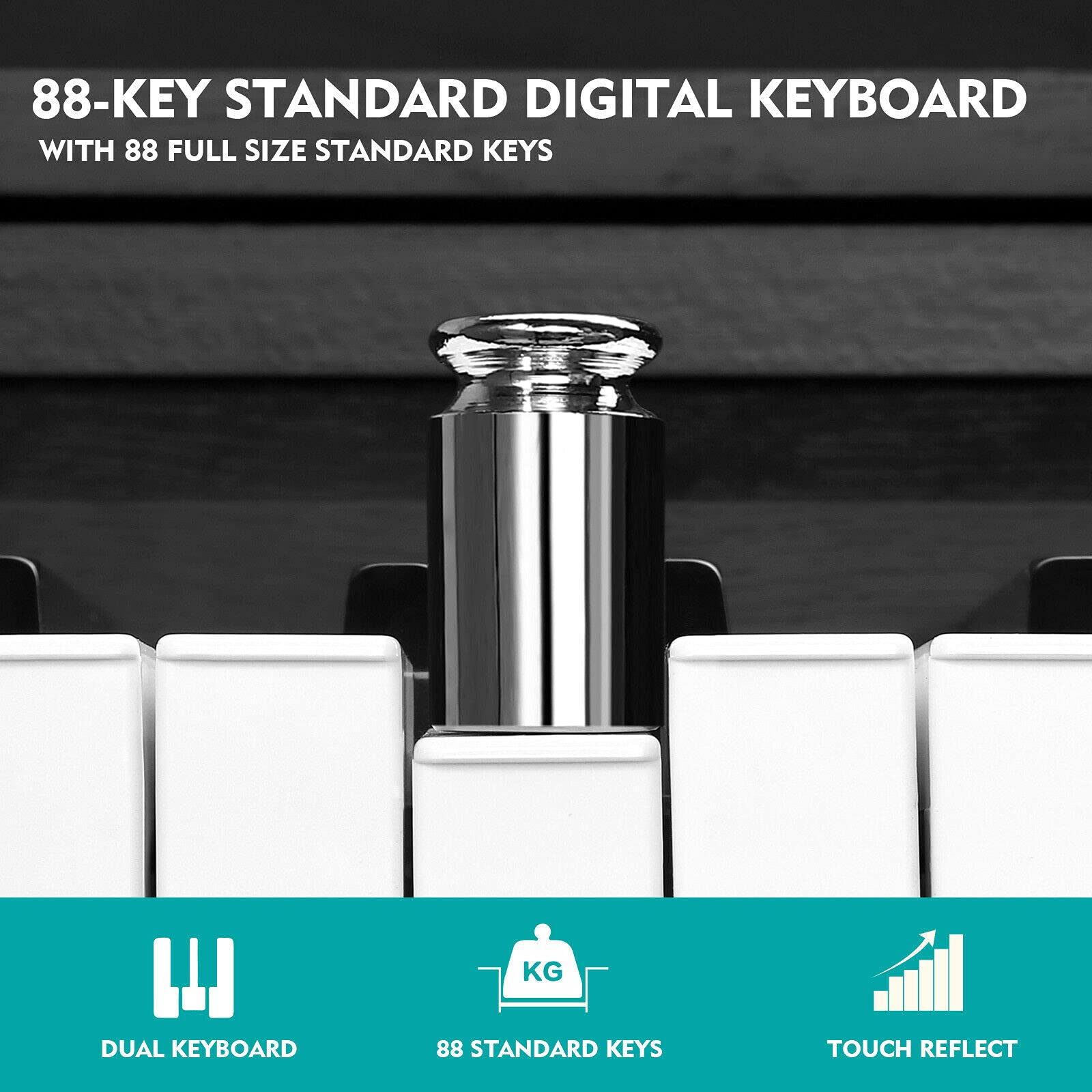 MUSTAR Digital Piano 88 Weighted Keys, Full Size 88 Key Piano Keyboard Semi Weighted, Home Electric Piano with Furniture Stand and Triple Pedal, Music Stand, USB MIDI, White