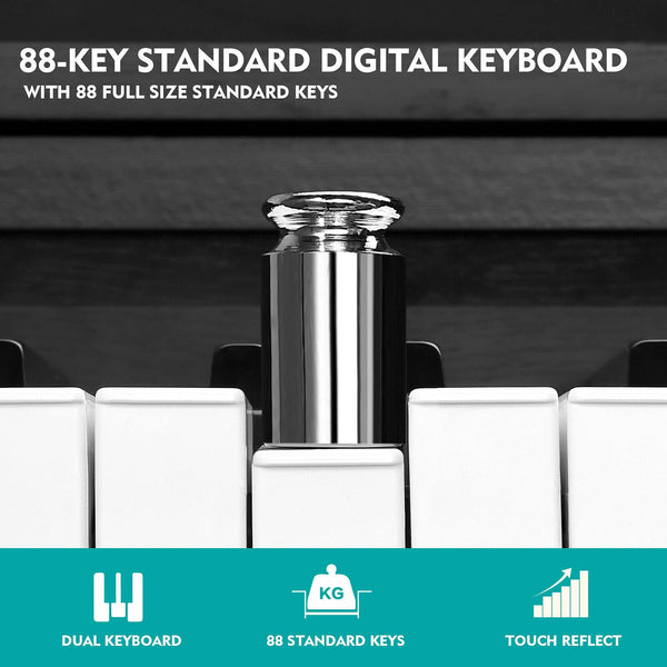 MUSTAR Digital Piano 88 Weighted Keys, Full Size 88 Key Piano Keyboard Semi Weighted, Home Electric Piano with Furniture Stand and Triple Pedal, Music Stand, USB MIDI, White