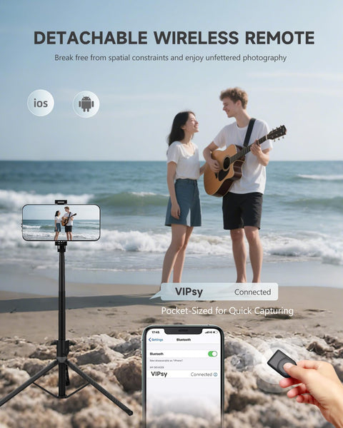 RISEOFLE Phone Tripod & Selfie Stick, 180cm Aluminum All in One Extendable Tripod for Smartphone, Portable Travel Tripod Stand with Wireless Remote Control for iPhone/Samsung/Android/Camera