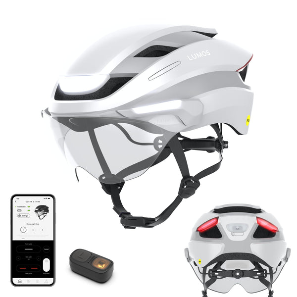 Lumos Ultra E-Bike Smart Helmet | NTA 8667 Certified | Front & Rear LED Lights | Retractable Face Shield | App Controlled | EBike, Scooter, Cycling, Bicycle | Adults, Men Women