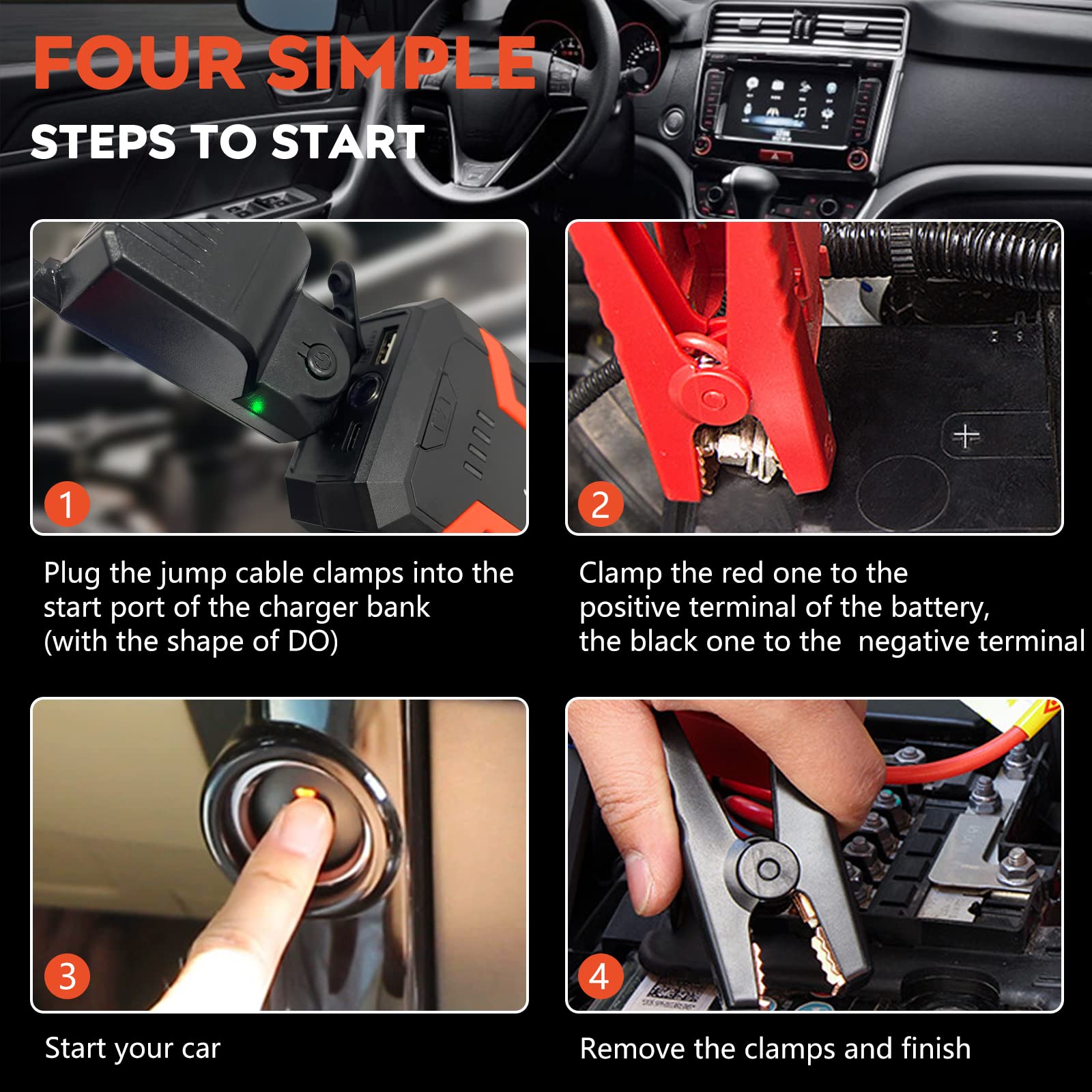 SYTUNG Car Battery Booster Jump Starter Power Pack, 12V Auto Battery Booster Pack, 2000A Peak 20000mAh Portable Power Bank Charger (Up to 6.0L Gas or 3.0L Diesel Engine)