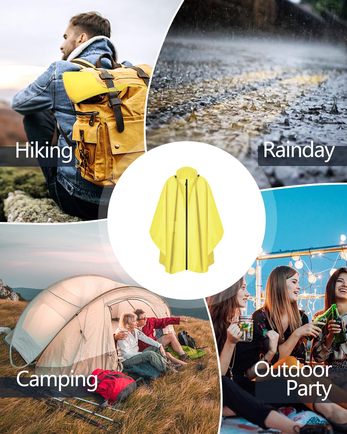 Victoper Waterproof Poncho Adult, Reusable Rain Poncho Adult Waterproof Poncho Waterproof Adult Lightweight Waterproof Raincoat for Outdoor Hiking Camping Cycling Traveling