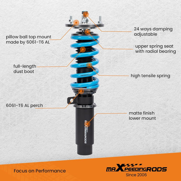 maXpeedingrods Performance Coilovers for BMW Z4 E85 2.5i 3.0 E86 03-08 Coupe Convertible Lowering Suspension
