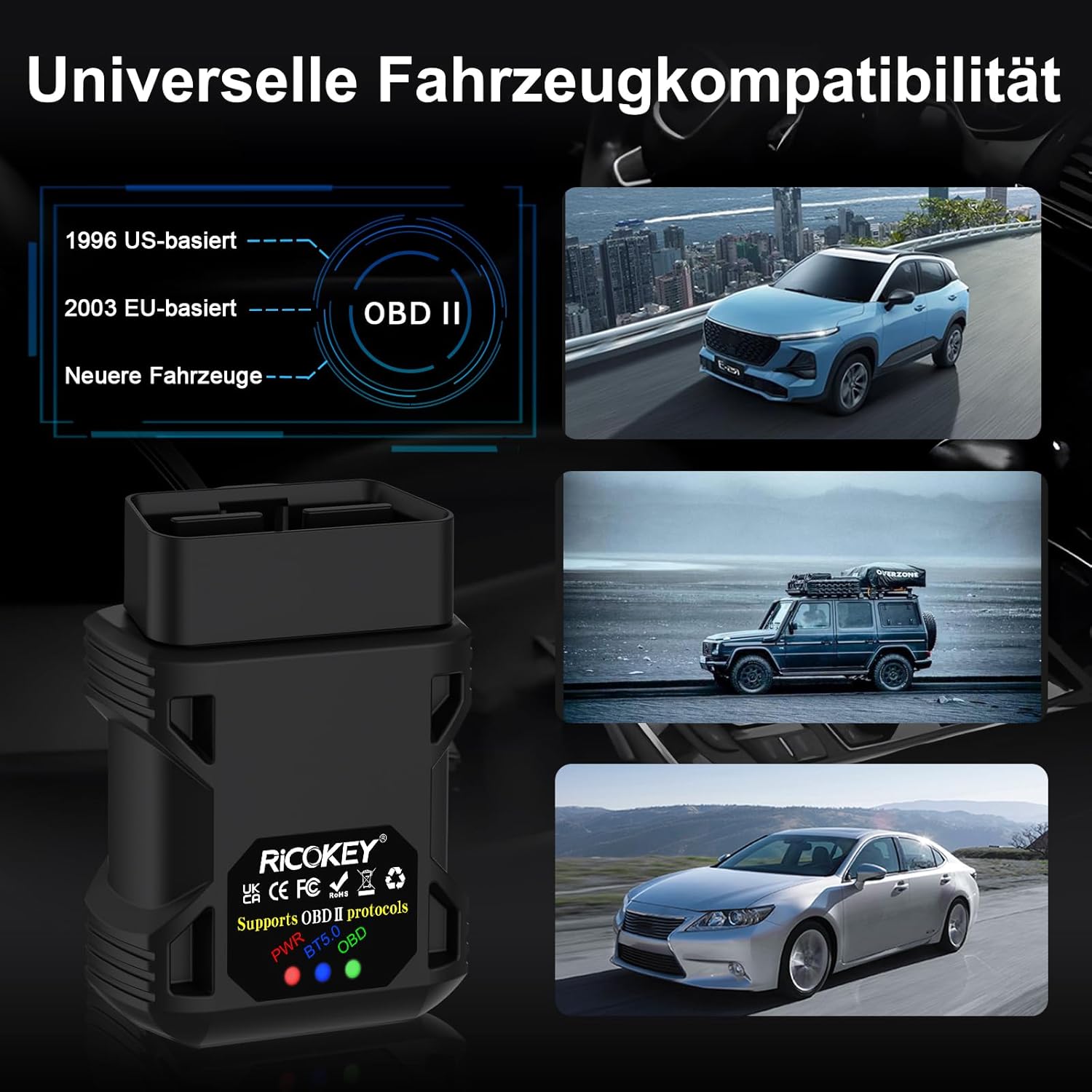 OBD2 Bluetooth 5.0 Code Reader for iPhone iOS Android Windows Car Auto ODB2 Scanner Adapter OBD II Diagnostic Scan Tool for Check Engine Lights