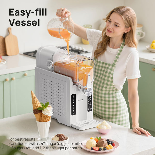 CHIVALZ Slush Machine, Frozen Drink Machine, No Ice Needed, 12H Pre-Scheduling, LED Display, Self-Cleaning, Makes Slushies, Milkshakes, Frappés & Cocktail, AD03, Black, 6 Preset Programs +1 Pack