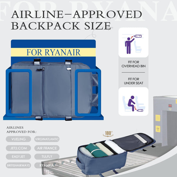 for Ryanair Cabin Bags 40x20x25 Underseat Cabin Bag Carry Ons Hand Luggage Bag Travel Backpack Cabin Size for Ryanair Backpack with Charging Hole