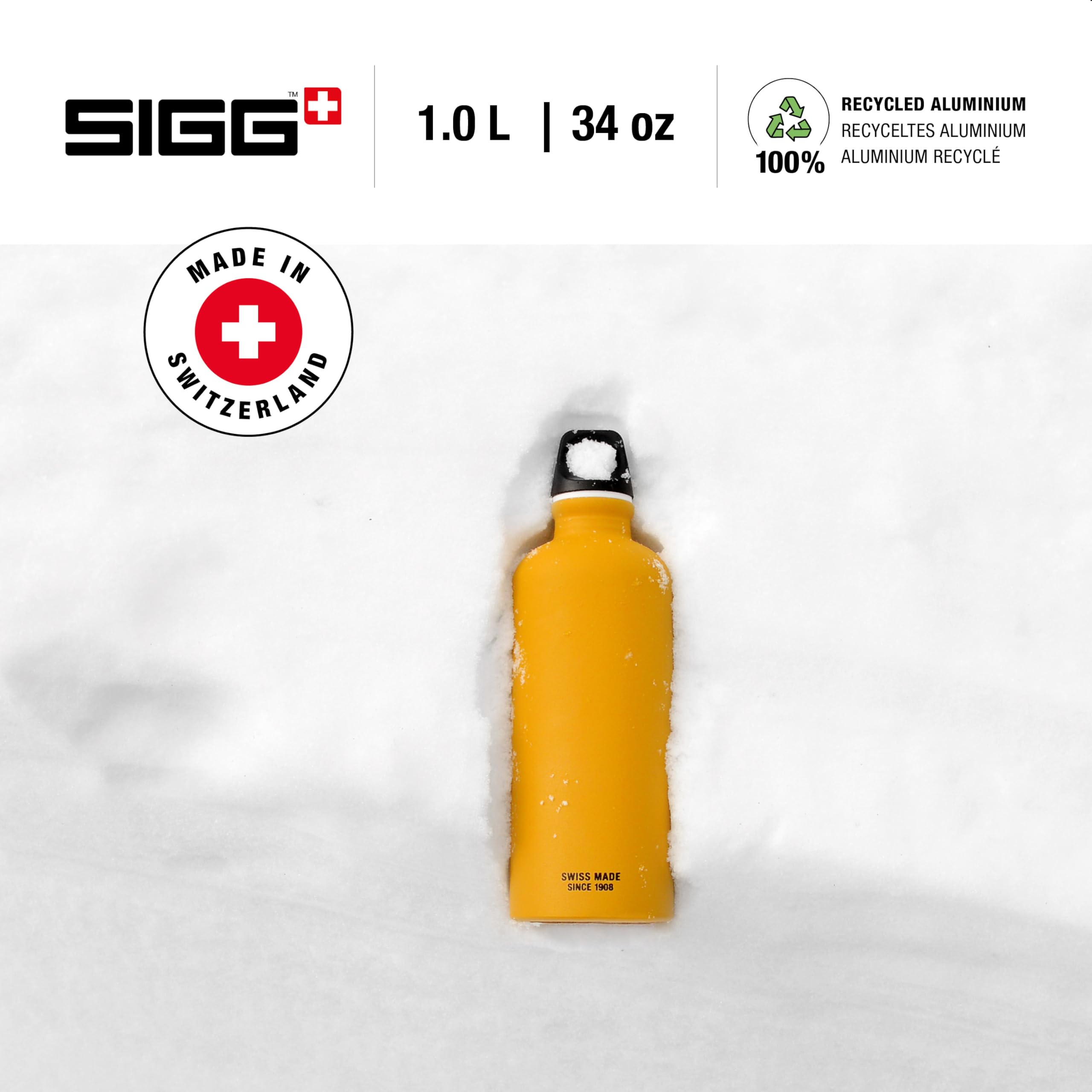 Sigg - Aluminum Water Bottle - Traveller - Climate Neutral Certified - Suitable For Carbonated Beverages - Leakproof & Lightweight - BPA Free - 0.6L / 1L/ 1.5L