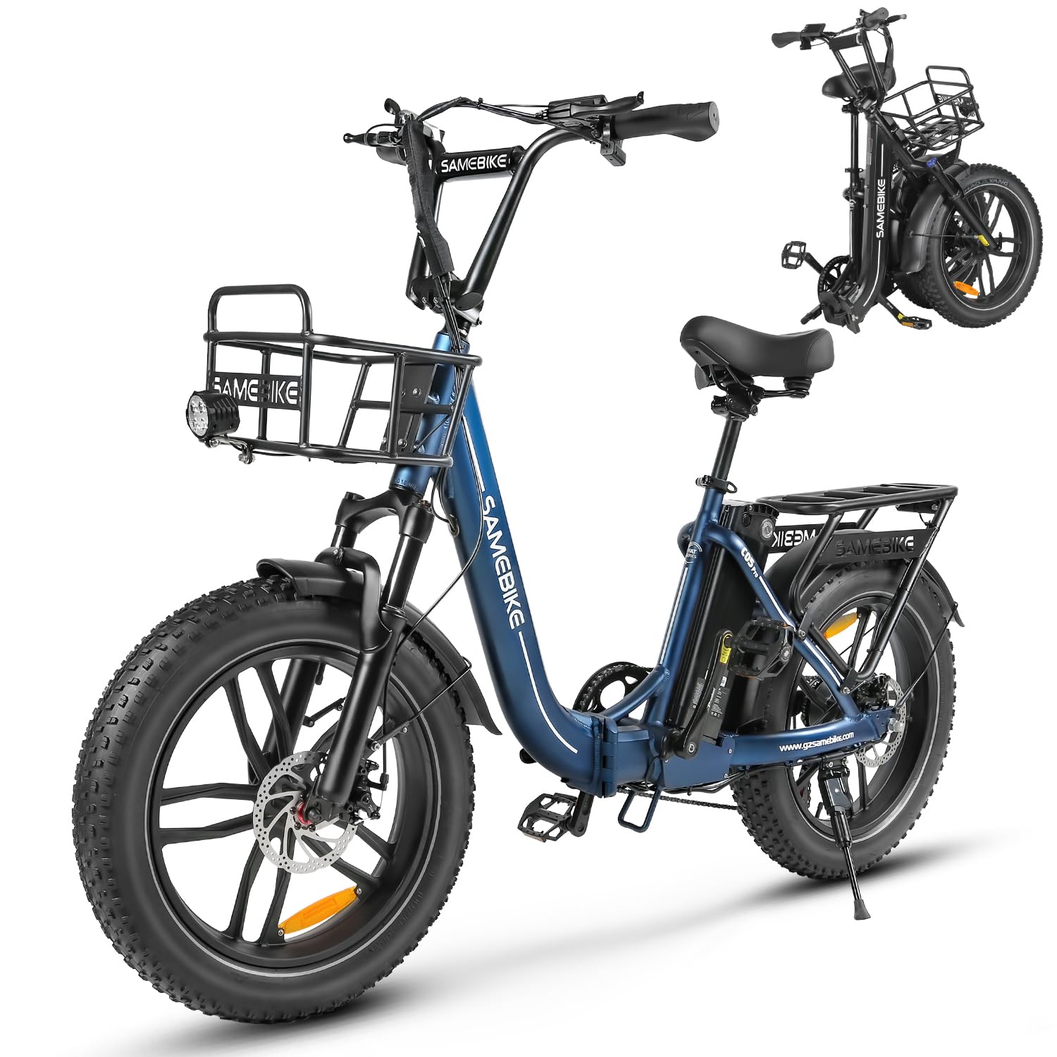 SAMEBIKE Shiman0 7-Speed Foldable Electric Bike for Adults, 20"*2.35 Fat Tire Ebike, Max Range 110KM, Dual Shock Absorber, E-bike for Commuting and Off-Road Adventures