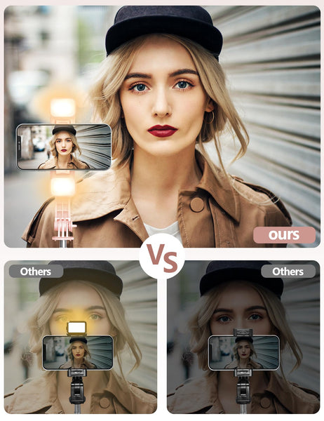 Selfie Stick Tripod with 2 Fill Lights, 45'' Extra Long Phone Tripod with Detachable Remote, Compatible with iPhone, Samsung, Smartphones